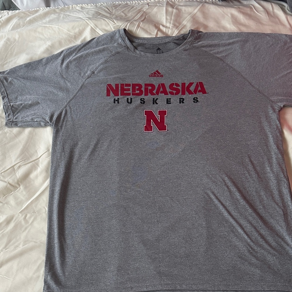 Adidas Gray Nebraska Huskers Tee